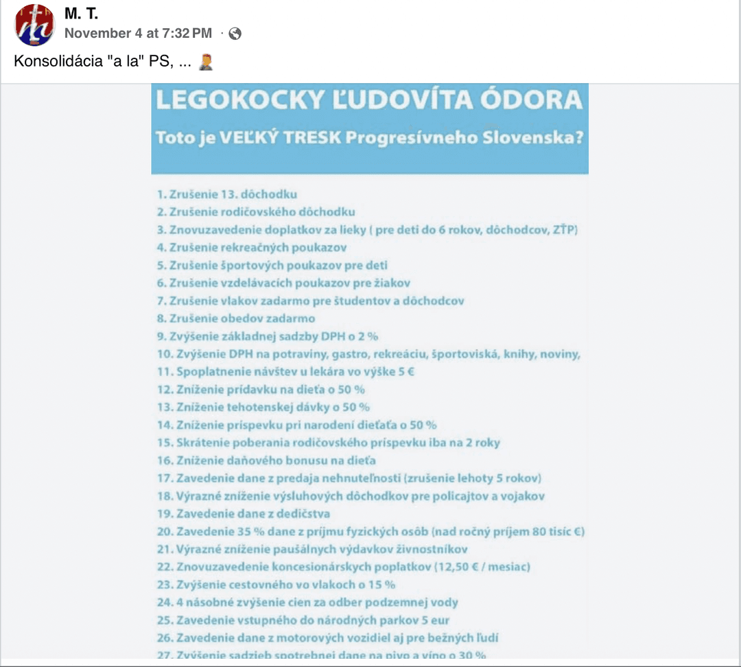 Príspevok, ktorý dostal pôvodnú "previerku" od organizácie Demagóg. Reprofoto Marker